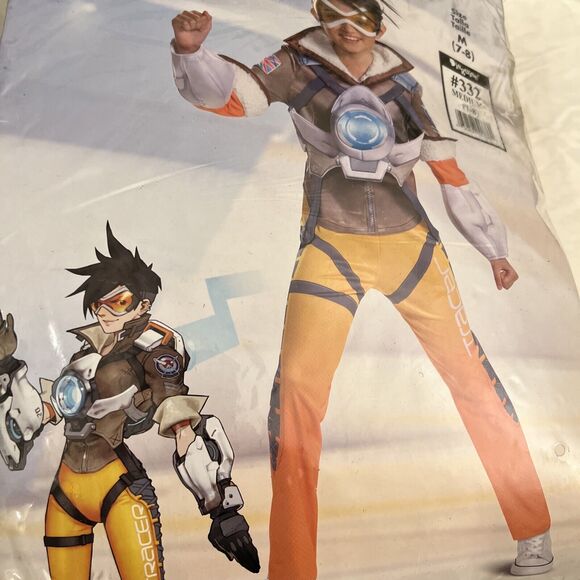 Overwatch Tracer Halloween Costume Boy Child Medium 7-8, Jumpsuit, Vest, Goggle - Picture 8 of 16